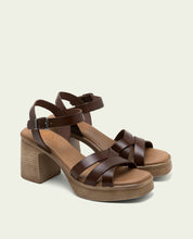 SANDALE À TALON EN CUIR ISIS MOKA