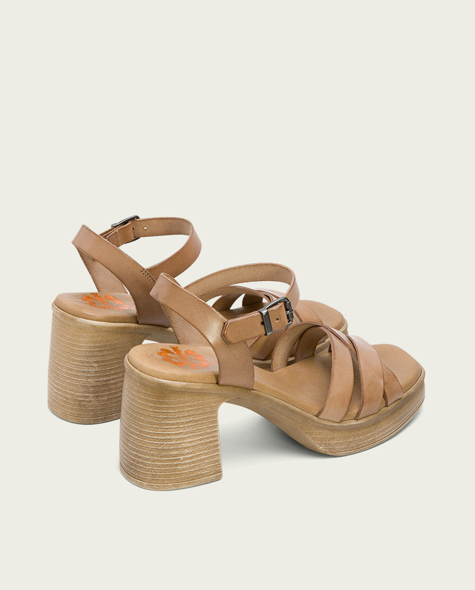 SANDALE À TALON EN CUIR ISIS TAUPE