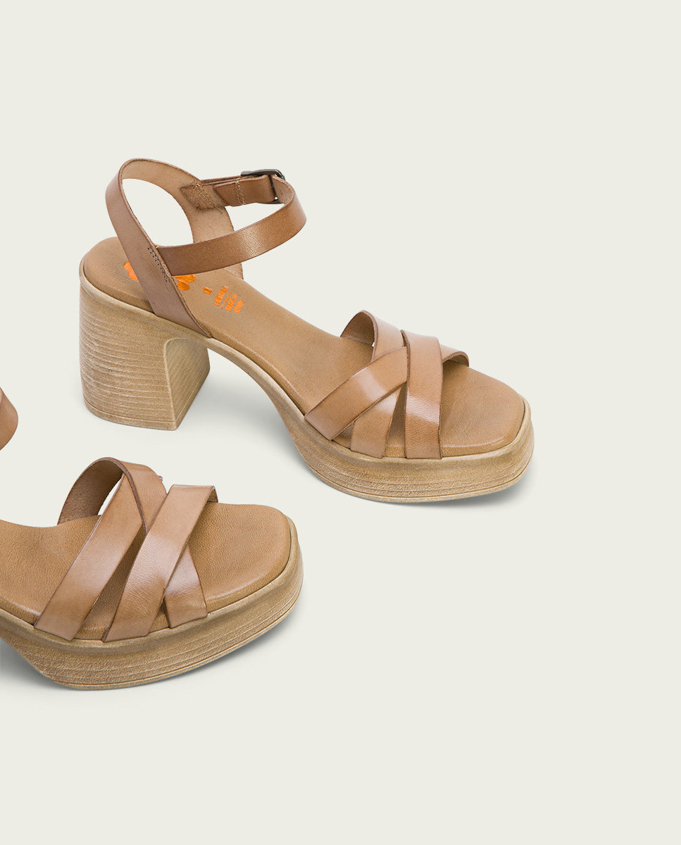 SANDALE À TALON EN CUIR ISIS TAUPE