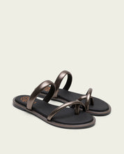 SANDALE THONG PLATE CUIR PLOMBÉ CAMILA