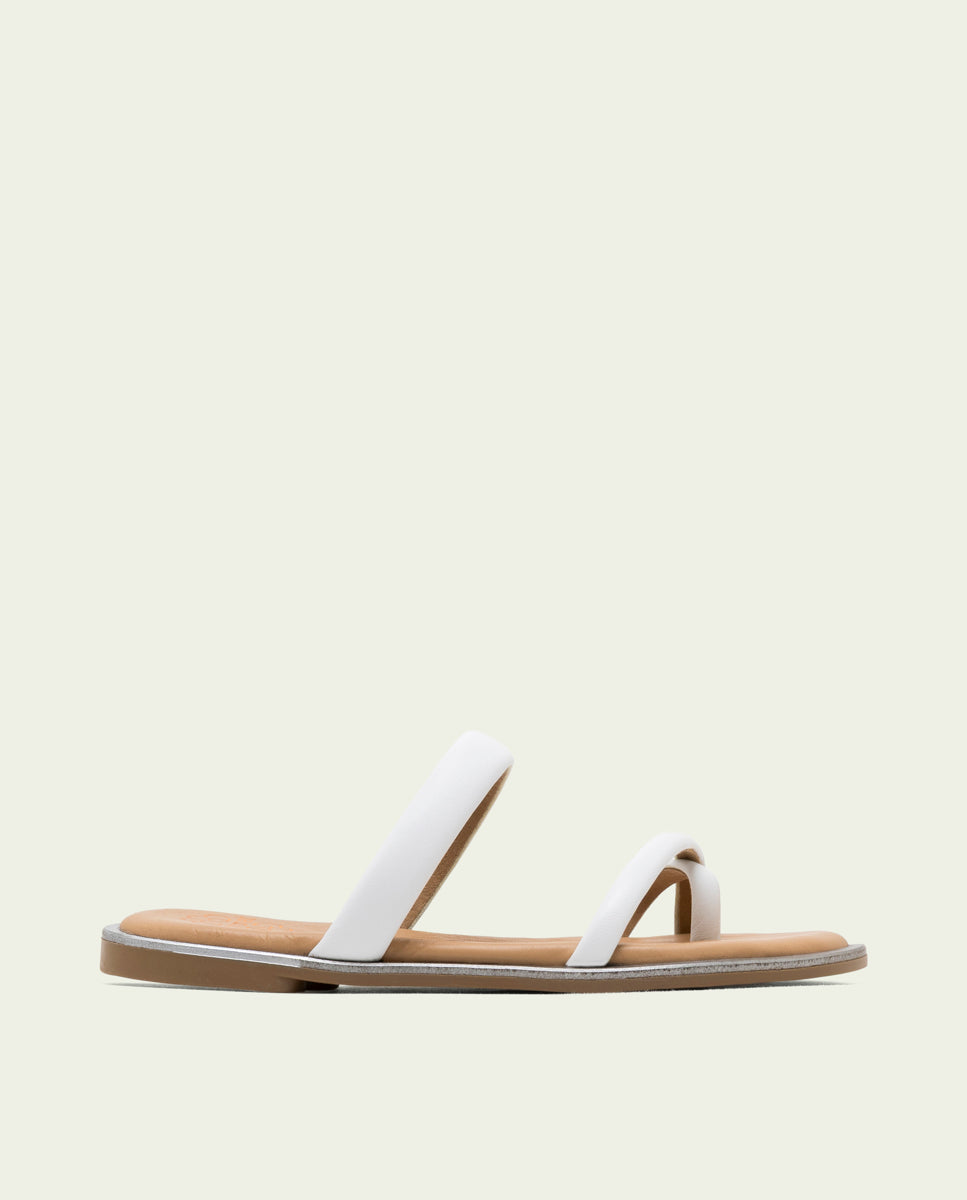 SANDALES ESCLAVES PLATES EN CUIR CAMILA PLOMB