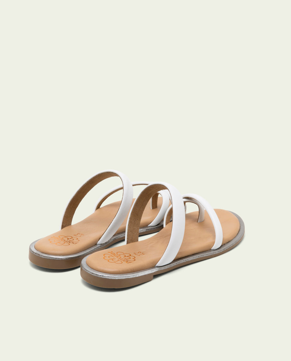 SANDALES ESCLAVES PLATES EN CUIR CAMILA PLOMB