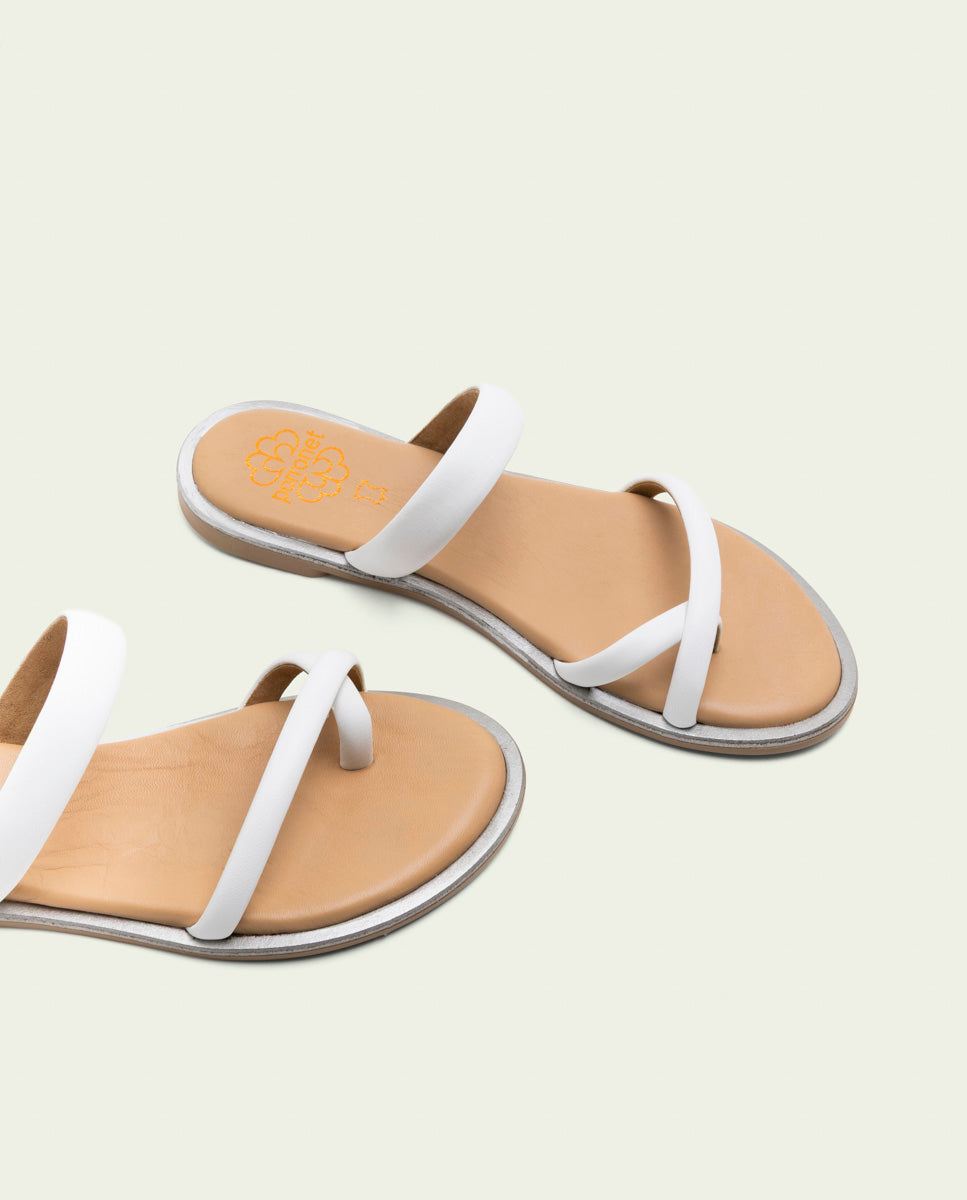 SANDALES ESCLAVES PLATES EN CUIR CAMILA PLOMB