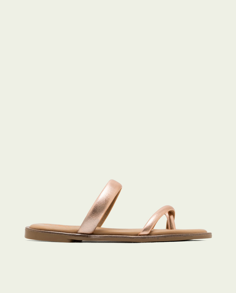 SANDALES ESCLAVES PLATES EN CUIR CAMILA ROSÉ