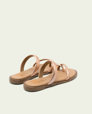 SANDALES ESCLAVES PLATES EN CUIR CAMILA ROSÉ