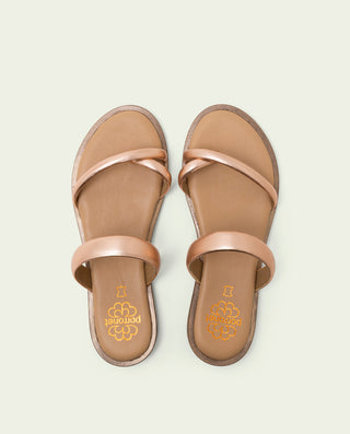 SANDALES ESCLAVES PLATES EN CUIR CAMILA ROSÉ