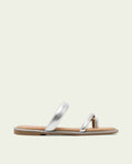 SANDALES ESCLAVES PLATES EN CUIR CAMILA ARGENT