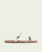 SANDALES ESCLAVES PLATES EN CUIR CAMILA ARGENT