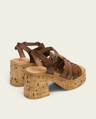 SANDALE À TALON EN CUIR MOKA ZULMA