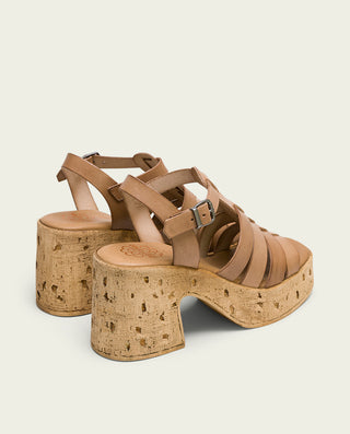 SANDALE À TALON EN CUIR TAUPE ZULMA