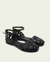 SANDALE PLATE EN CUIR ALICE NOIR