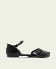 SANDALE PLATE EN CUIR NOIR ALBA