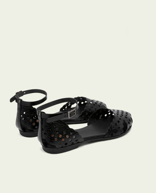 SANDALE PLATE EN CUIR ARIA NOIR