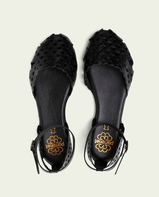 SANDALE PLATE EN CUIR ARIA NOIR