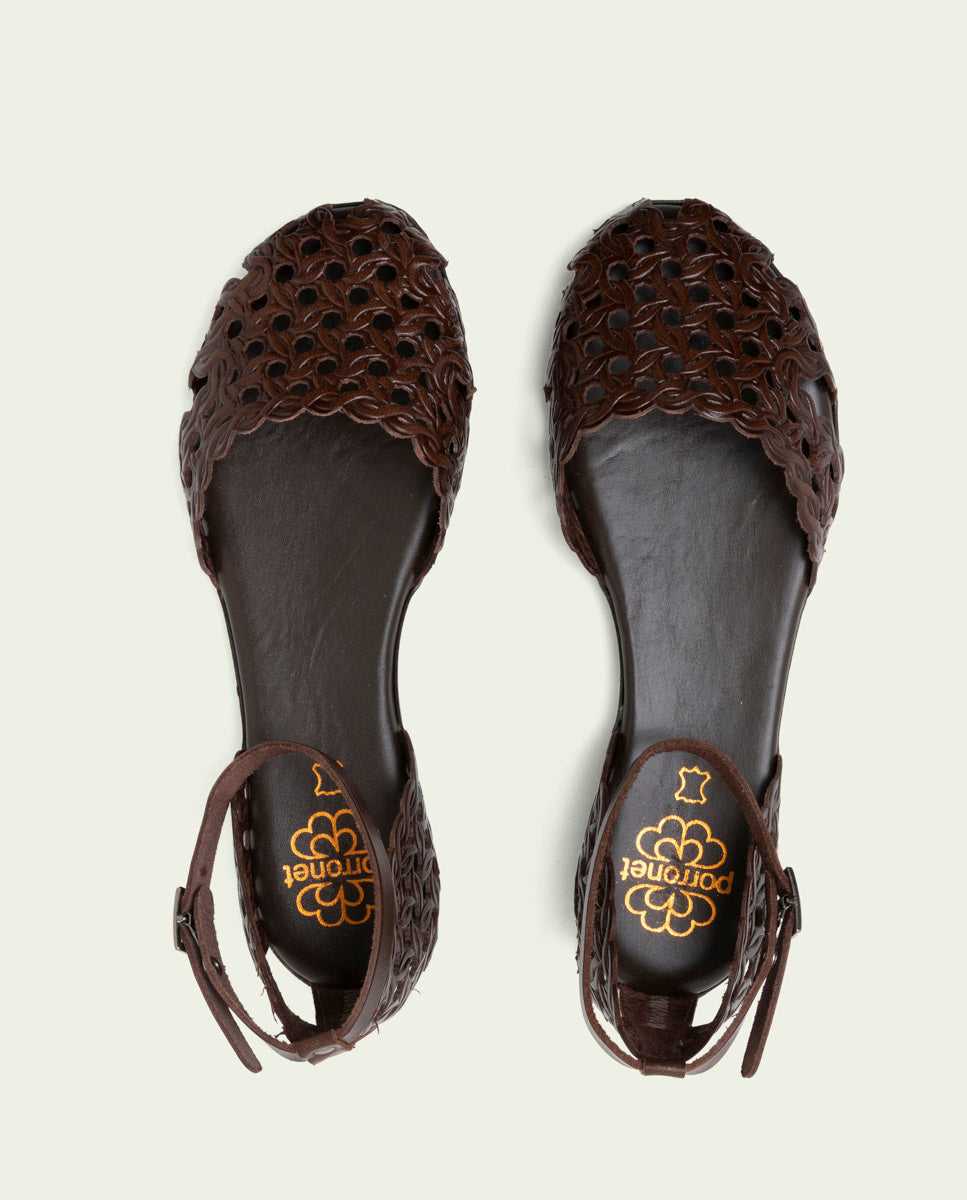 SANDALE PLATE EN CUIR ARIA MOKA