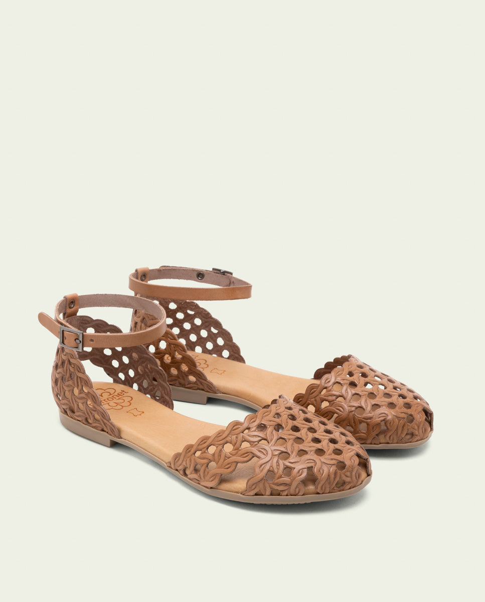 SANDALE PLATE EN CUIR ARIA TAUPE