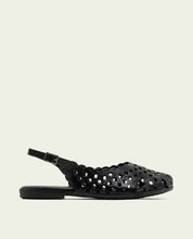 SANDALE PLATE EN CUIR AGATE NOIR