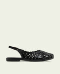 SANDALE PLATE EN CUIR AGATE NOIR