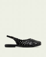 SANDALE PLATE EN CUIR AGATE NOIR