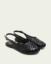 SANDALE PLATE EN CUIR AGATE NOIR