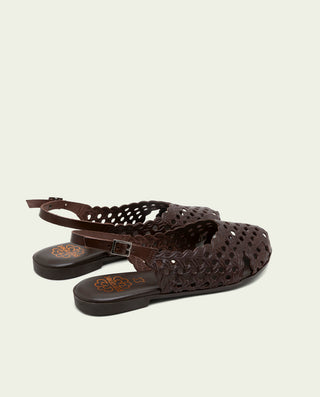 SANDALE PLATE EN CUIR AGATE MOKA