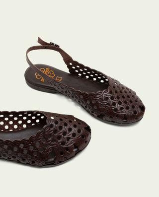 SANDALE PLATE EN CUIR AGATE MOKA