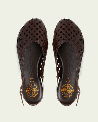 SANDALE PLATE EN CUIR AGATE MOKA