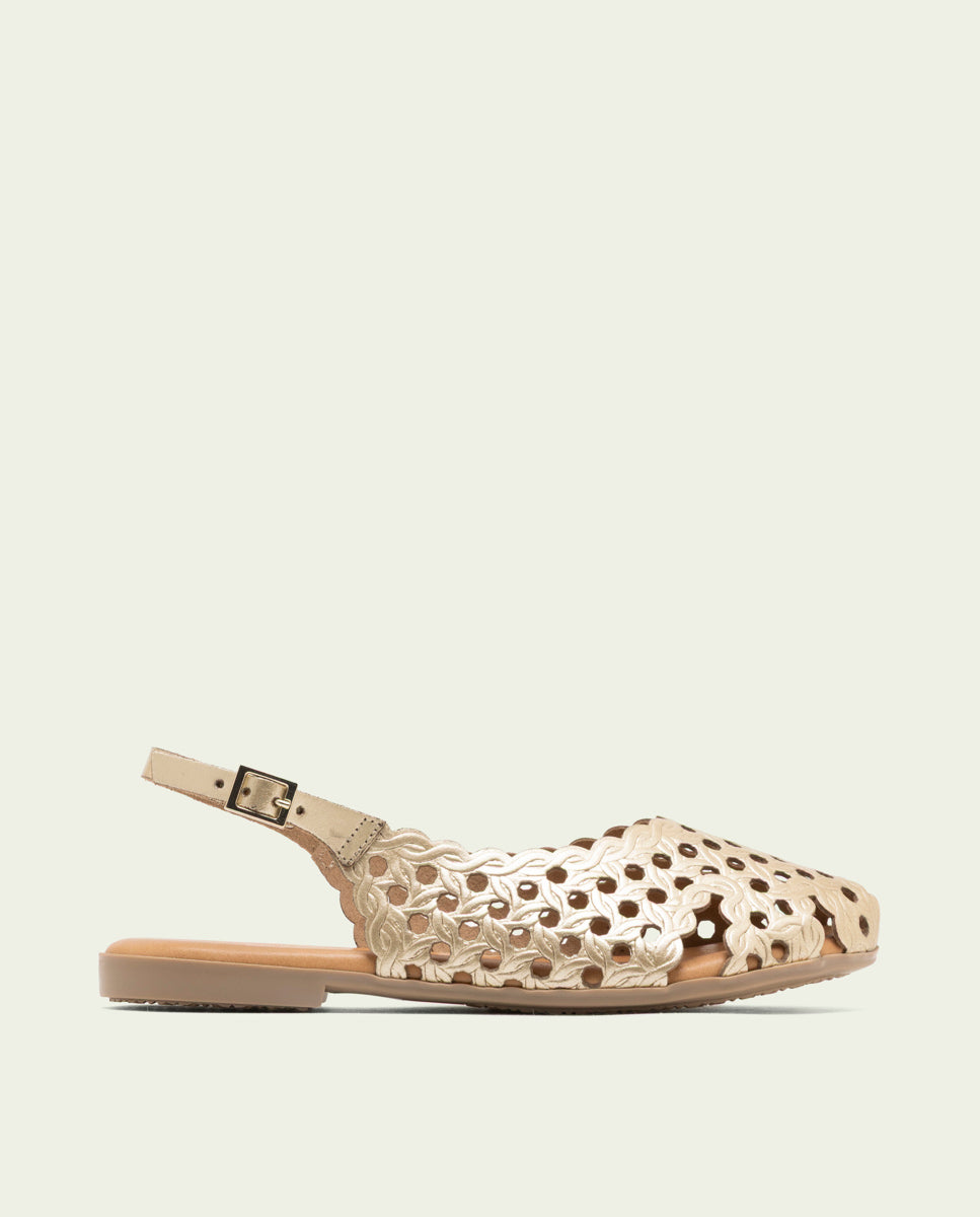 SANDALES PLATES EN CUIR AGATE OR