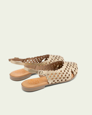 SANDALES PLATES EN CUIR AGATE OR