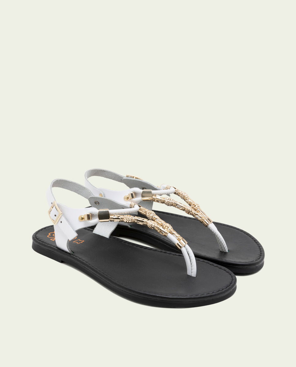 SANDALES À DOIGTS EN CUIR ADA BLANC