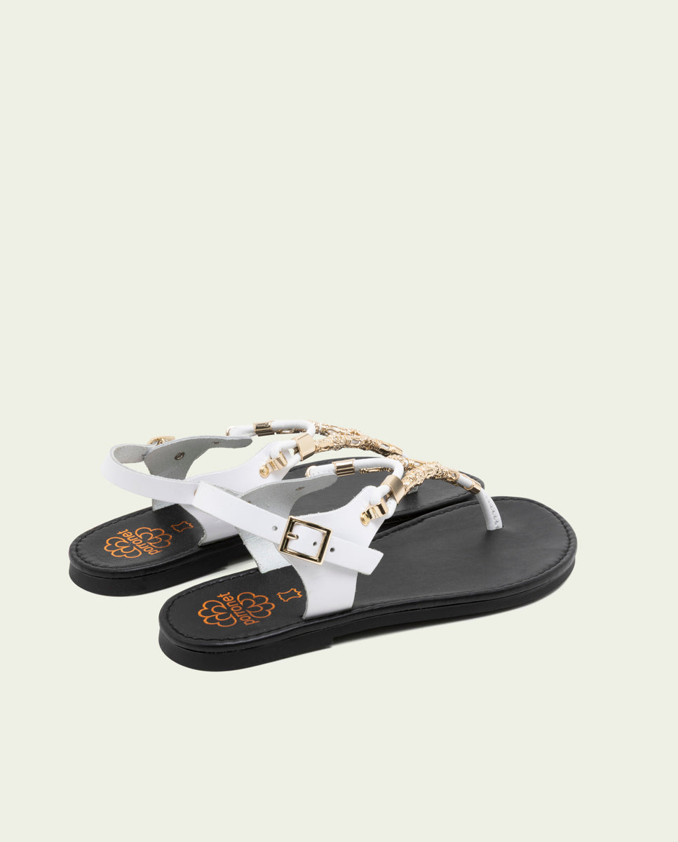 SANDALES À DOIGTS EN CUIR ADA BLANC