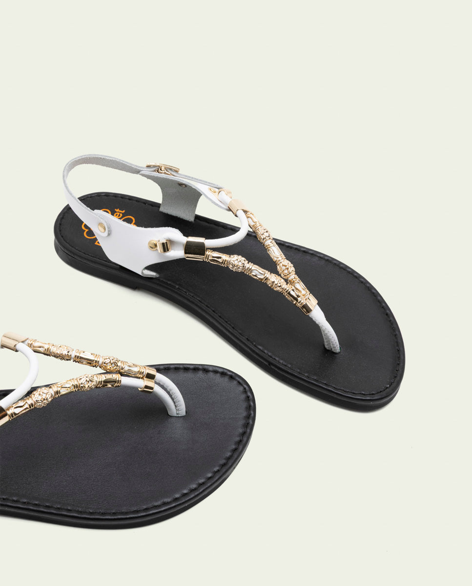 SANDALES À DOIGTS EN CUIR ADA BLANC