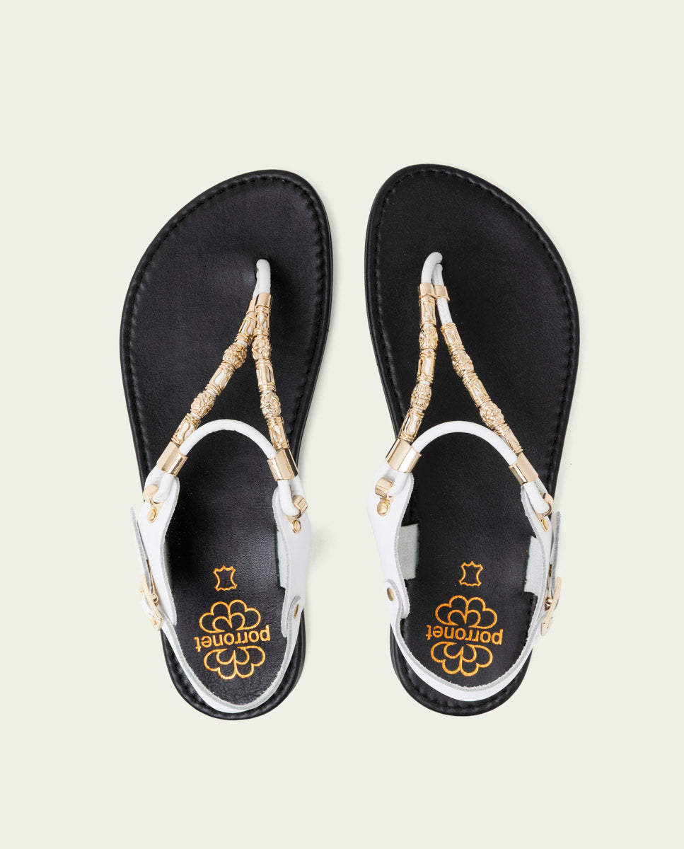 SANDALES À DOIGTS EN CUIR ADA BLANC