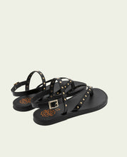 SANDALES PLATES EN CUIR À CLOUS ALESSANDRA NOIR
