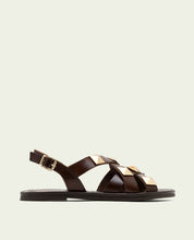 SANDALES PLATES EN CUIR ALEXA MOKA