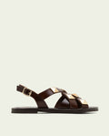 SANDALES PLATES EN CUIR ALEXA MOKA