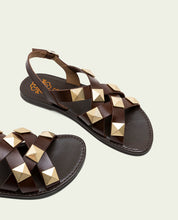 SANDALES PLATES EN CUIR ALEXA MOKA