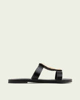 SANDALES PLATES EN CUIR AVEC ORNEMENT ALEIDA NOIR
