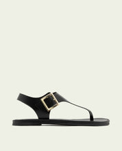 SANDALE PLATE EN CUIR ESCLAVE BOUCLE ANA NOIRE