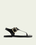 SANDALE PLATE EN CUIR ESCLAVE BOUCLE ANA NOIRE