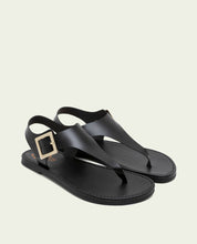 SANDALE PLATE EN CUIR ESCLAVE BOUCLE ANA NOIRE