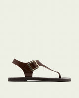 SANDALE PLATE EN CUIR ESCLAVE BOUCLE ANA MOKA