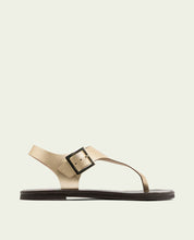 SANDALE PLATE EN CUIR ESCLAVE BOUCLE ANA OR