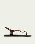 SANDALES PLATES EN CUIR AVEC ORNEMENT AURELIA MOKA