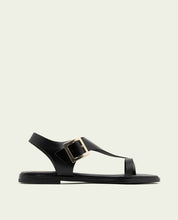 SANDALES PLATES EN CUIR AVEC BOUCLE BERTA NOIR
