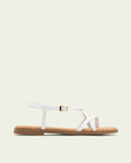 SANDALES PLATES EN CUIR À BRIDES BÁRBARA BLANC