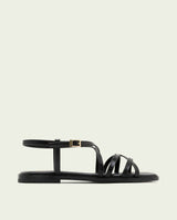 SANDALES PLATES EN CUIR BONNIE NOIR