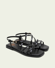 SANDALES PLATES EN CUIR BONNIE NOIR