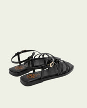 SANDALES PLATES EN CUIR BONNIE NOIR