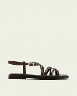 SANDALES PLATES EN CUIR BONNIE MOKA